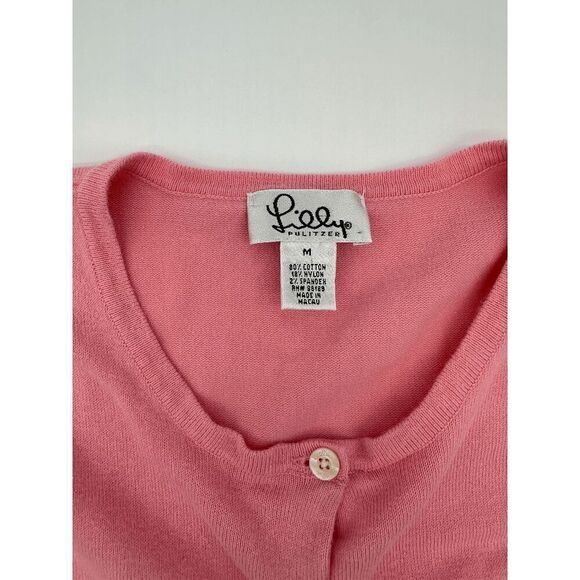 Lilly Pulitzer Cardigan for Women Button Down Sz M Crew Neck Pink - Picture 7 of 7